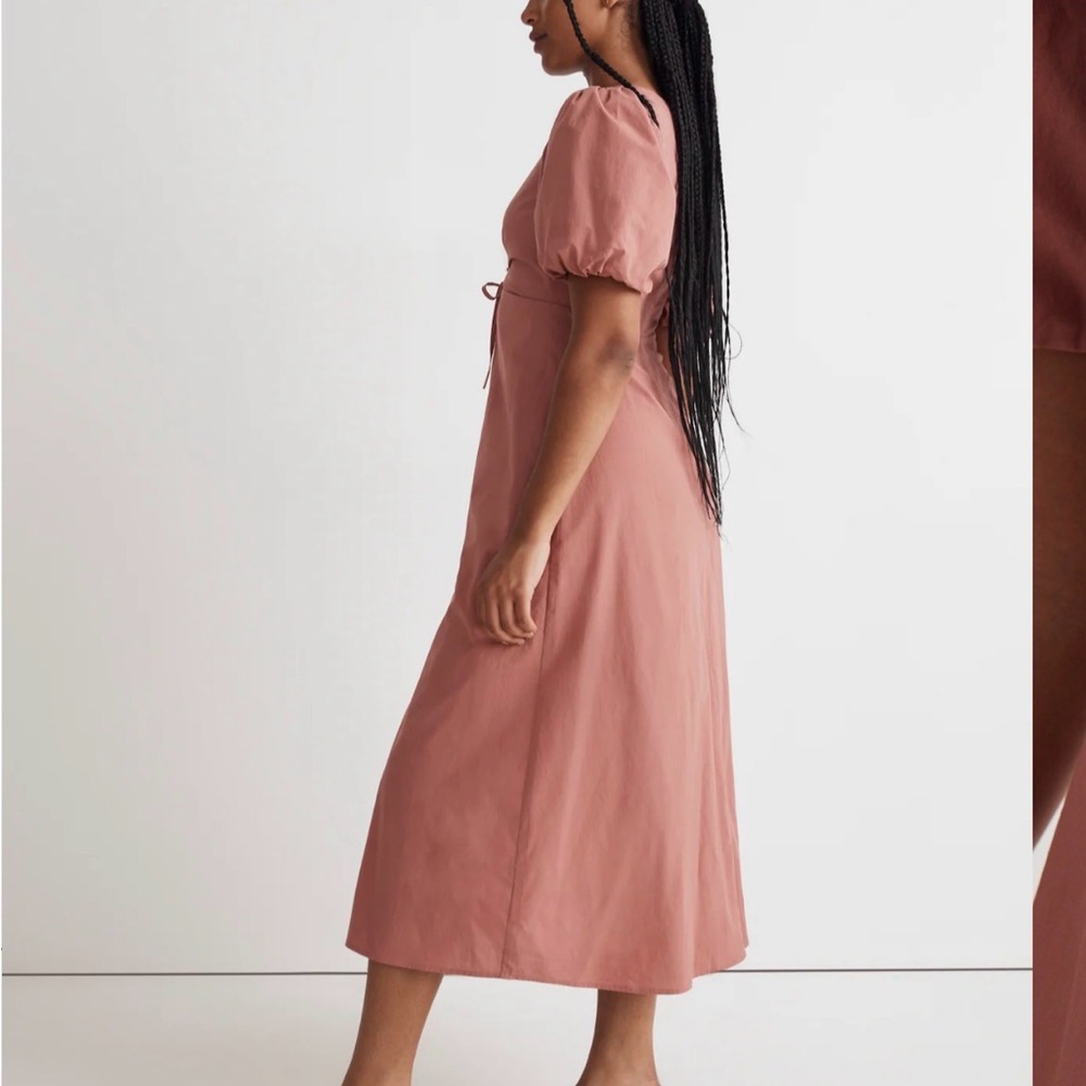 NWT Madewell Puff-Sleeve Midi Dress in Vintage Quartz